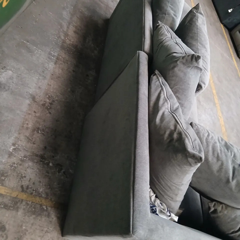 GREY L-SHAPED FABRIC SOFA WITH CUSHIONS