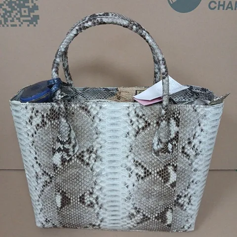 LA MAREY SNAKESKIN LEATHER TOTE BAG