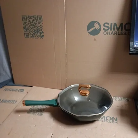 NON-STICK FRYING PAN WITH GLASS LID – GREEN HANDLE