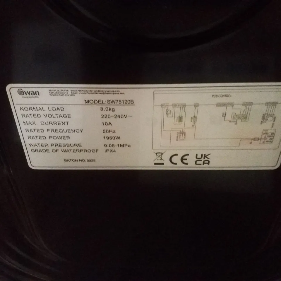 SWAN 8KG 1400 SPIN FREESTANDING WASHING MACHINE - BLACK