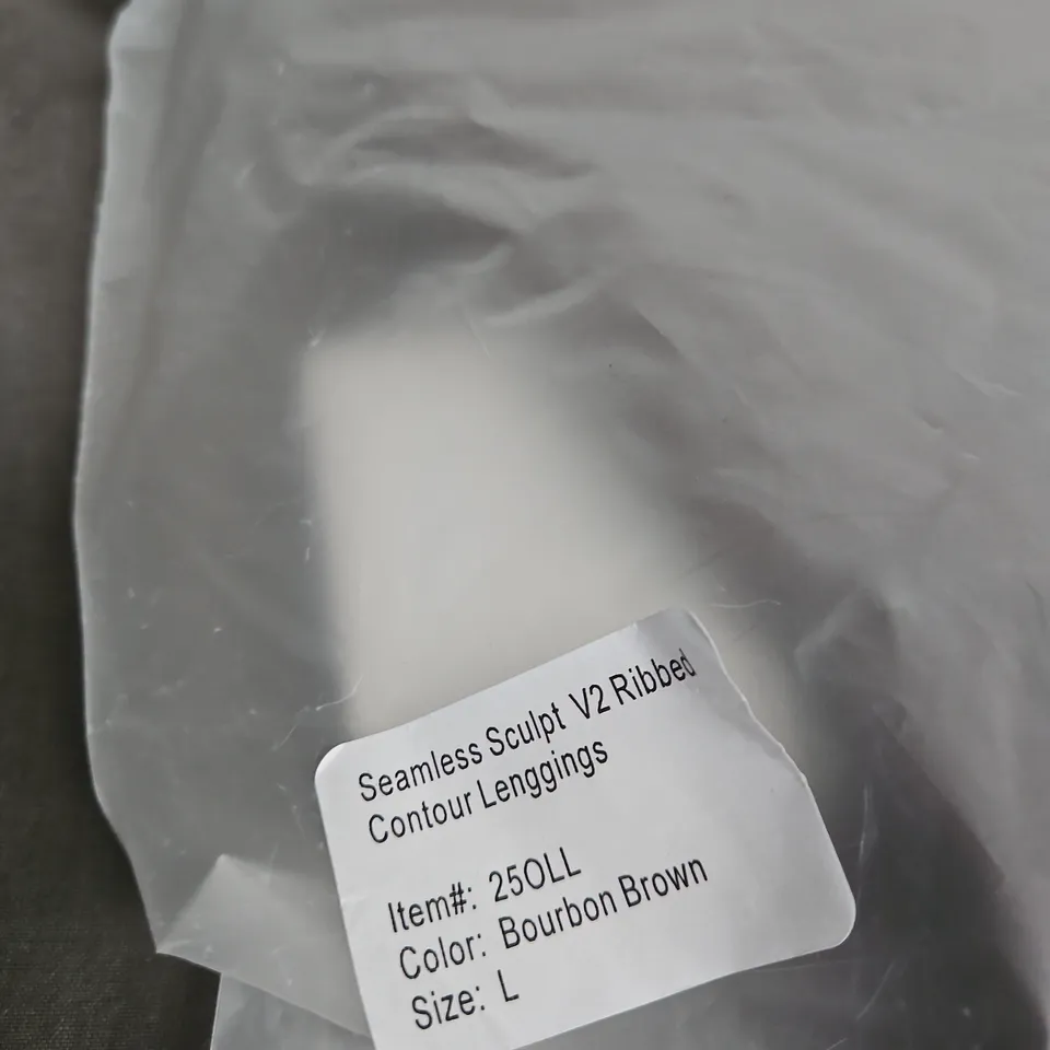 THRIVIN SEAMLESS SCULPT V2 RIBBED CONTOUR LEGGINGS – BOURBON BROWN, SIZE L