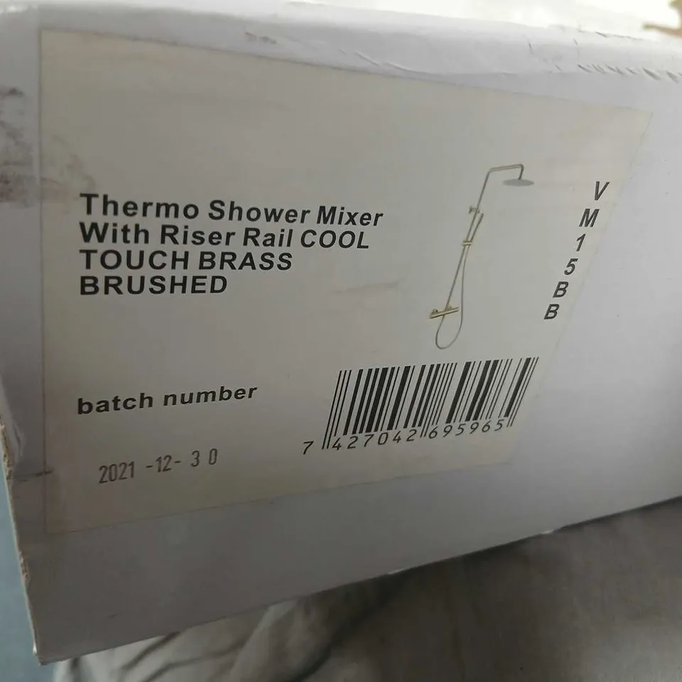 THERMO SHOWER MIXER WITH RISER RAIL BRUSHED BRASS COOL-TOUCH