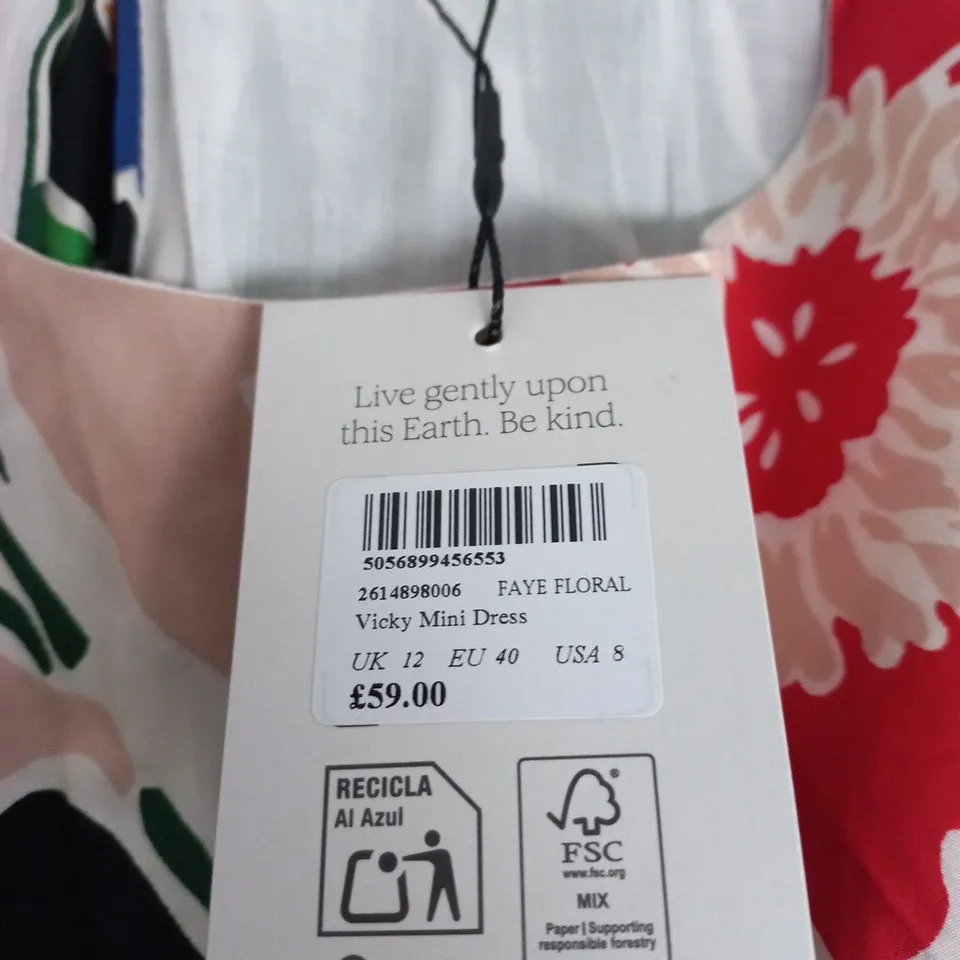 NOBODY'S CHILD FAYE FLORAL VICKY MINI DRESS – UK 12