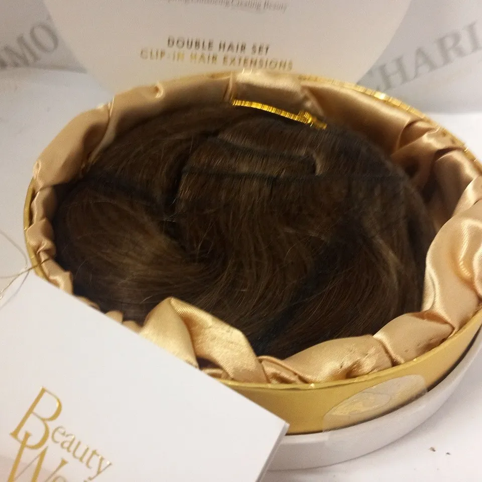 BOXED BEAUTY WORKS LUXURY HAIR EXTENSIONS DOUBLE HAIR SET CLIP IN HAIR EXTENSIONS 22" HONEYCOMB