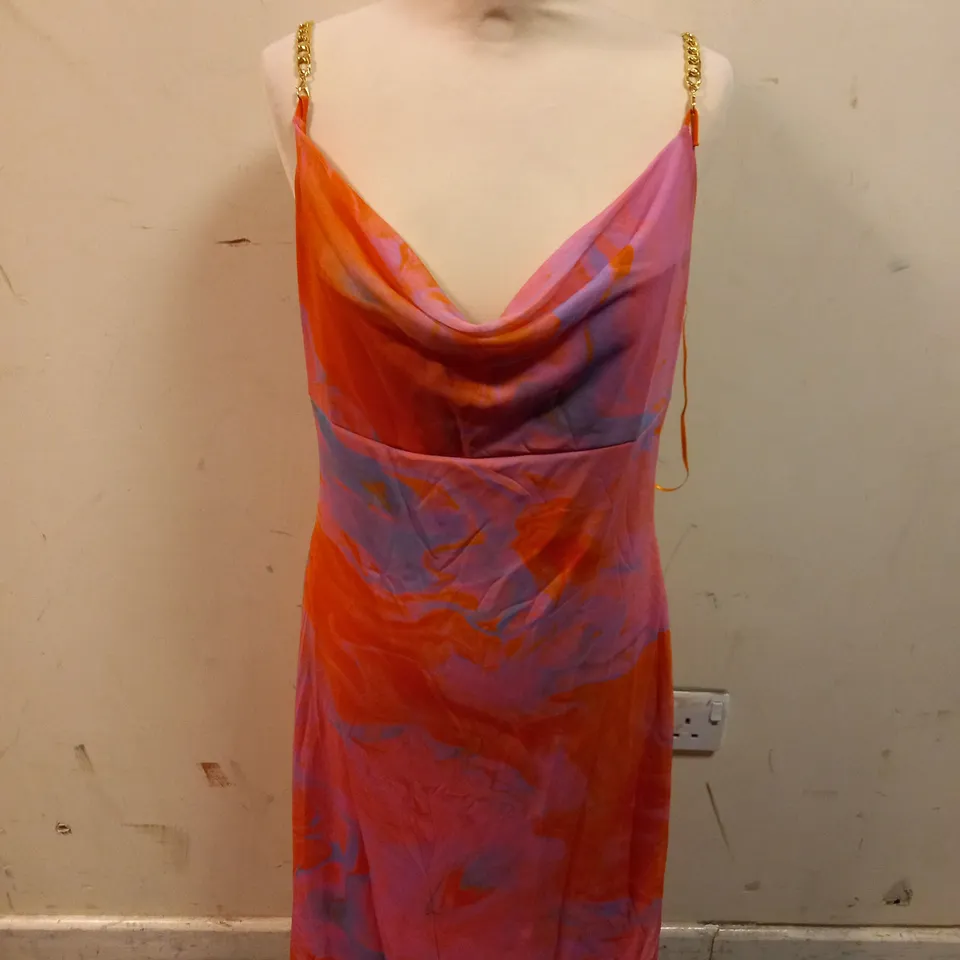 QUIZ ORANGE MESH TIE DYE DRESS - SIZE 14