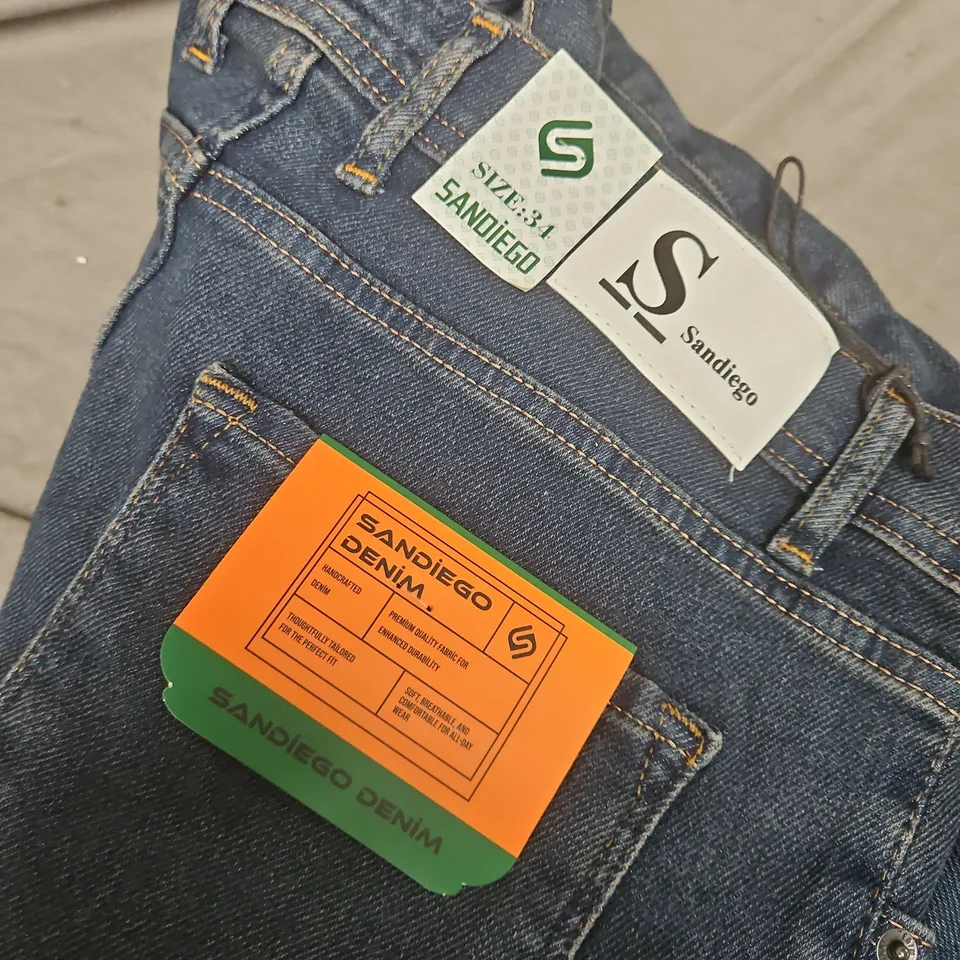 SANDIEGO DENIM JEANS – BLUE DENIM, SIZE 34