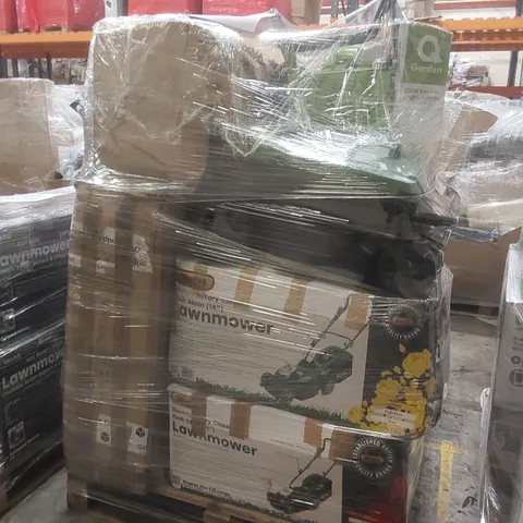 PALLET CONTAINING A LARGE QUANTITY OF ASSORTED GARDENING TOOLS INCLUDING: WEBB ELECTRIC LAWNMOWER, DUMP CART, TOWED GARDEN ROLLER, 500W ELECTRIC HEDGE TRIMMER ECT