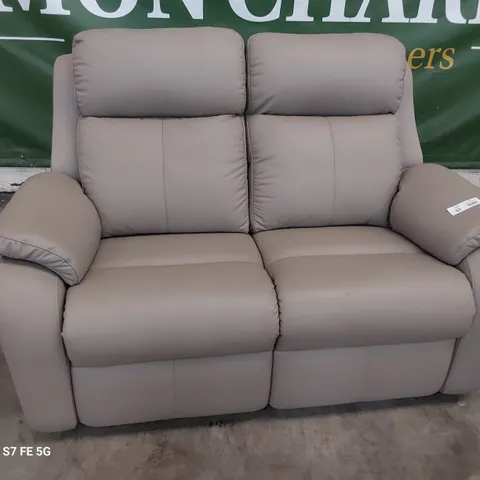 QUALITY BRITISH DESIGNER G PLAN KINGSBURY TWO SEATER SOFA OXFORD MUSHROOM LEATHER
