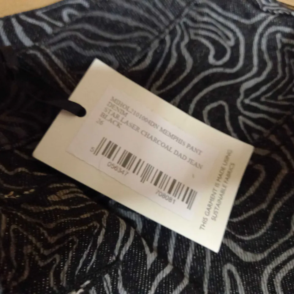 MILK IT BLACK/CHARCOAL STAR LASER DAD JEANS - SIZE W26