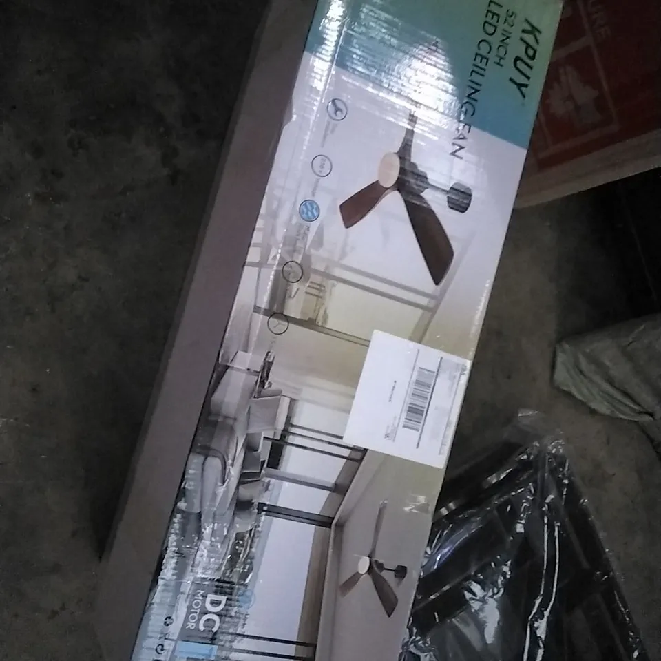 PALLET OF ASSORTED ITEMS INCLUDING, LED MIRROR, 52" LED CEILING FAN, OPEN SHELF UNIT, FOLDING STEPS, BOXED FURNITURE,  FLY KILLER. 