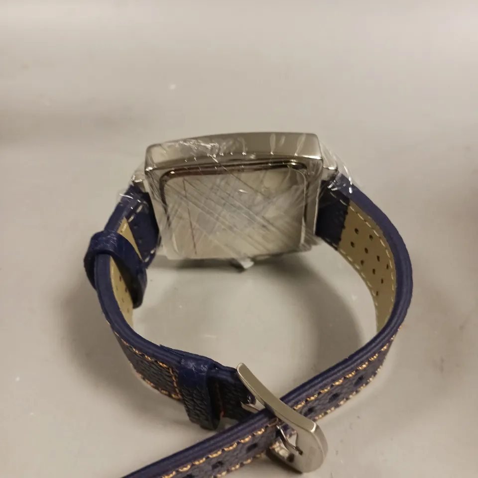 MENS LOUIS LACOMBE WATCH – SQUARE DIAL WITH WHITE SUB DIALS – LEATHER STRAP