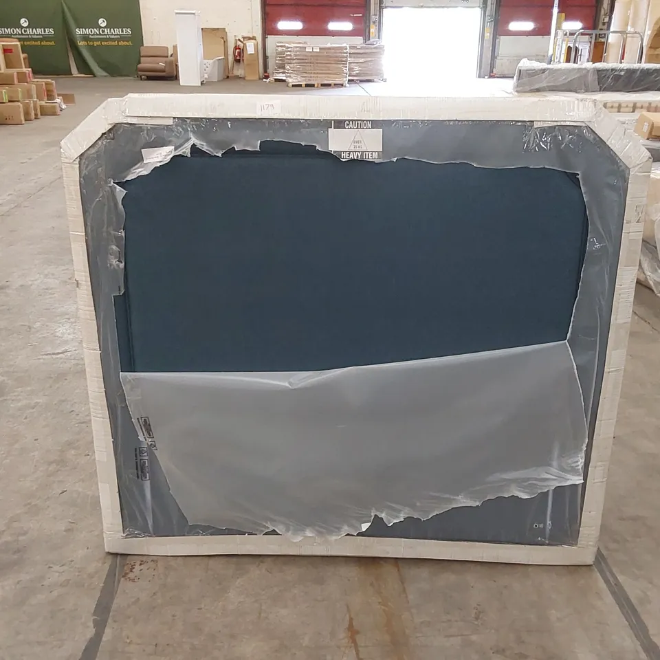 BAGGED DESIGNER SALISBURY 150cm KING SIZE FABRIC UPHOLSTERED HEADBOARD - BLUE