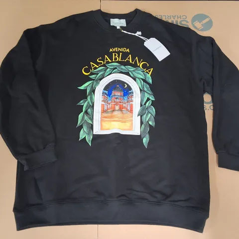 CASABLANCA TENNIS CLUB BLACK CREW JUMPER - XL