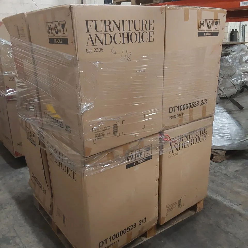 PALLET OF INCOMPLETE SAVOY ROUND DINING TABLE PARTS // BOXES 2/3 ONLY