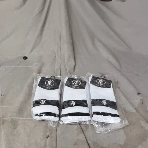 3 X GYM KING WHITE/BLACK SOCKS UK 3 - 7
