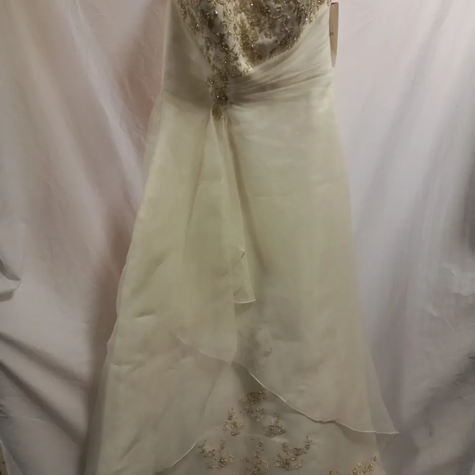 BERKETEX BRIDE ROSETTA NICOLINI KITTY RNP2241 WEDDING DRESS, IVORY/GOLD - SIZE 14