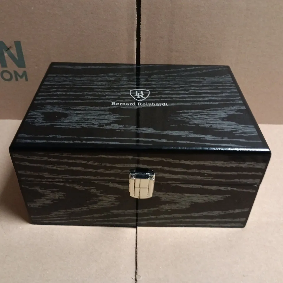 BOXED BERNARD REINHARDT SKELETON WATCH – STAINLESS STEEL CASE, BLUE RUBBER STRAP