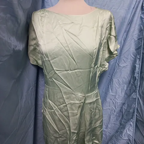 JIGSAW CAP SLEEVE SATIN DRESS – PALE GREEN, UK 12