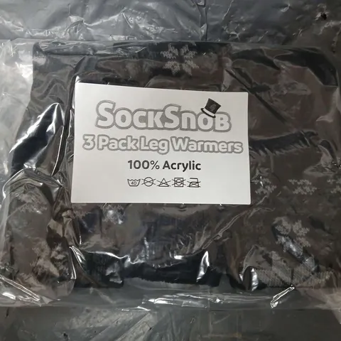 APPROXIMATELY 90 PAIRS OF SOCK SNOB LEG WARMERS IN PATTERNED BLACK