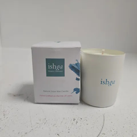 ISHGA ORGANIC SEAWEED CANDLE β NATURAL SOYA WAX, WHITE JAR (BOXED)