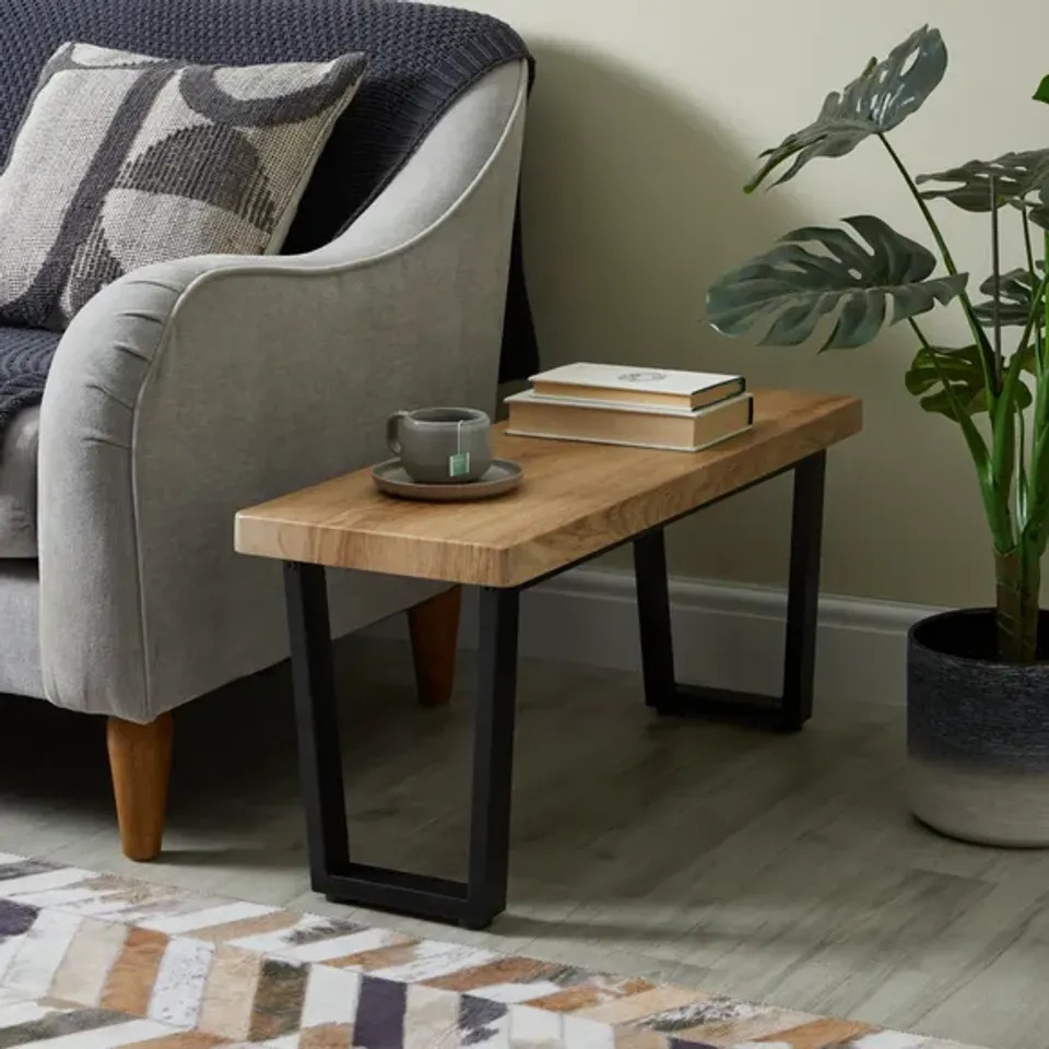 BOXED FREDDIE LONG SIDE TABLE - OAK
