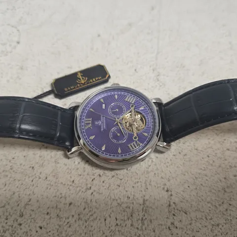 SAMUEL JOSEPH AUTOMATIC LIMITED WATCH IN SILVER/BLUE