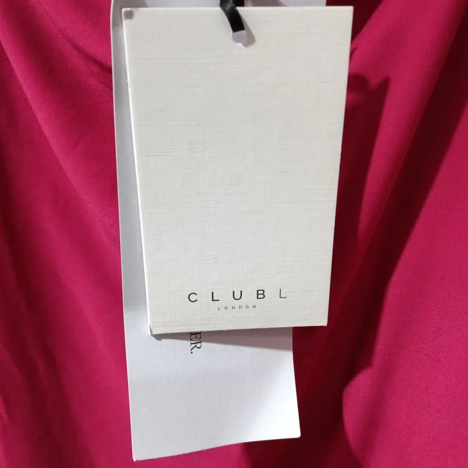 CLUB LONDON TWISTED ASYMMETRIC MAXI DRESS IN BERRY OMBRE – UK 12