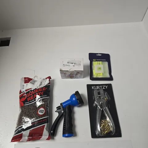 TOTE OF ASSORTED GOODS INCLUDING FJUKA FISHING PELLETS, SMART CAMERA AND NFC TAGS