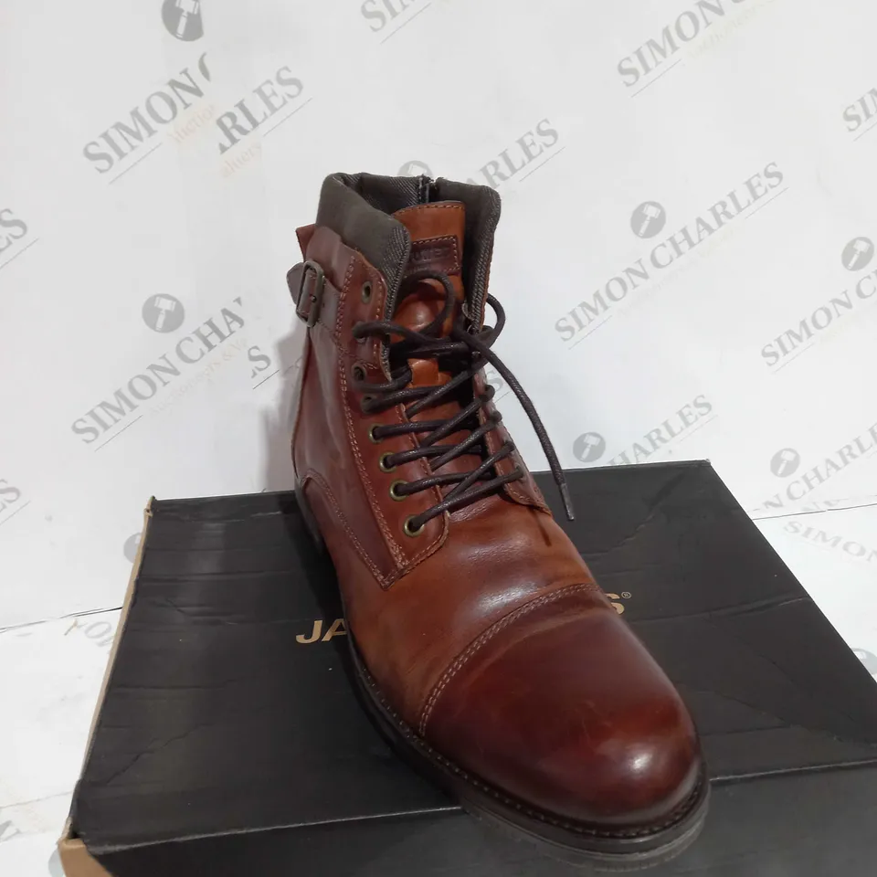 BOXED JACK JONES LEATHER BOOT BROWN STONE SHOE - UK SIZE 11