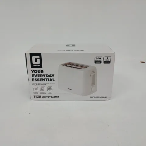 GEEPAS 2 SLICE WHITE TOASTER BOXED
