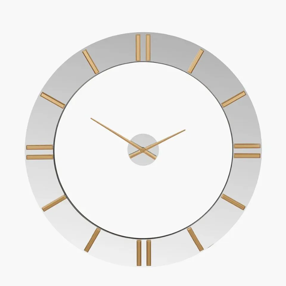 BOXED PACIFIC MIRROR AND GOLD 2 PIECE OPEN WALL CLOCK