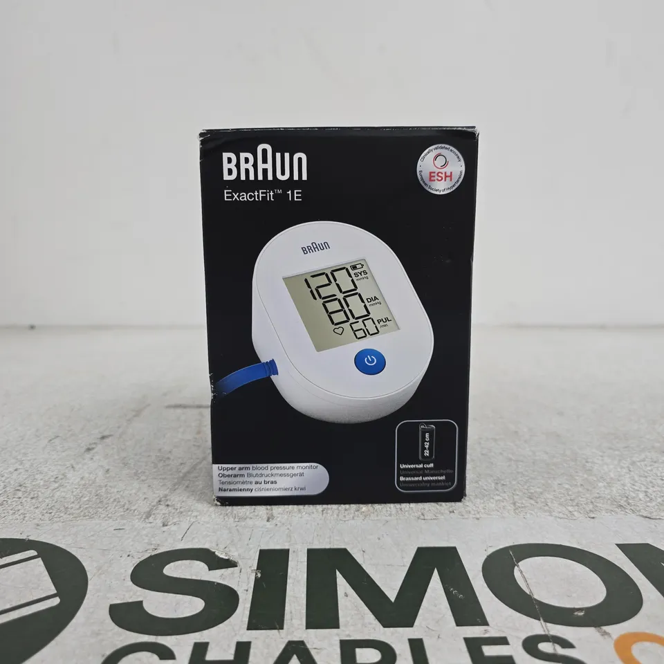 BRAUN EXACTFIT 1E BLOOD PRESSURE MONITOR BOXED