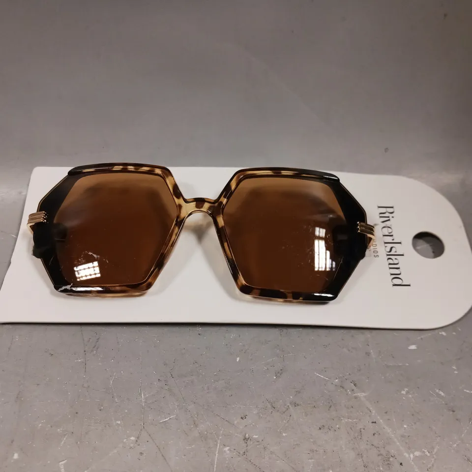 RIVER ISLAND HEXAGON BROWN SUNGLASSES