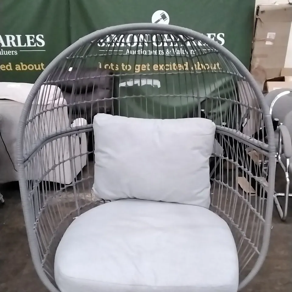 BOXED GOODHOME APOLIMA EGG CHAIR WITH RATTAN EFFECT