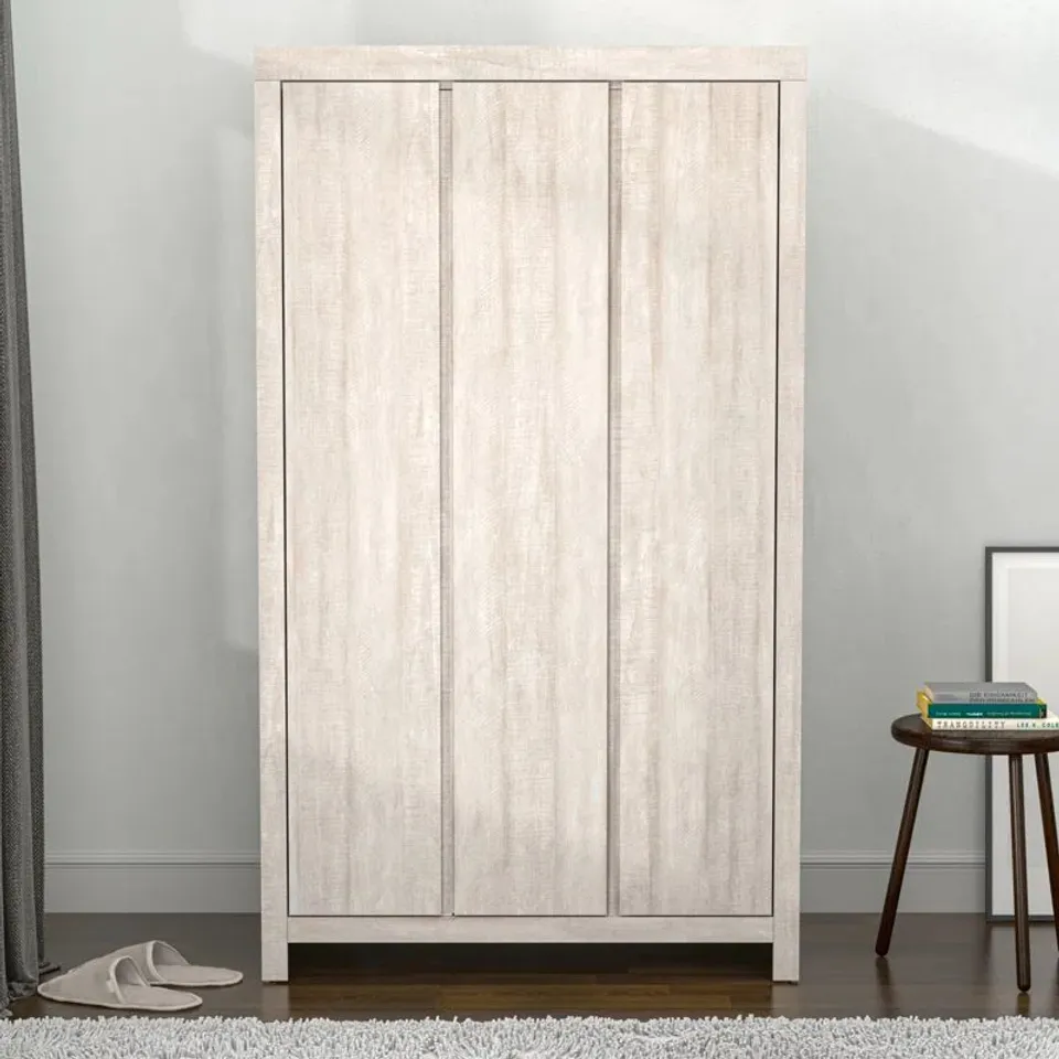 BOXED ELLAND CUBBOT 3 DOOR ENGINEERED WOOD WARDROBE (2 BOXES)