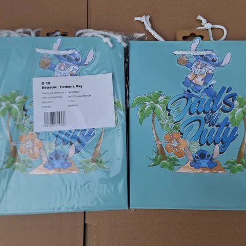 LOT OF APPROXIMATELY 144 BRAND NEW STITCH THEMED MEDIUM GIFT BAGS 
