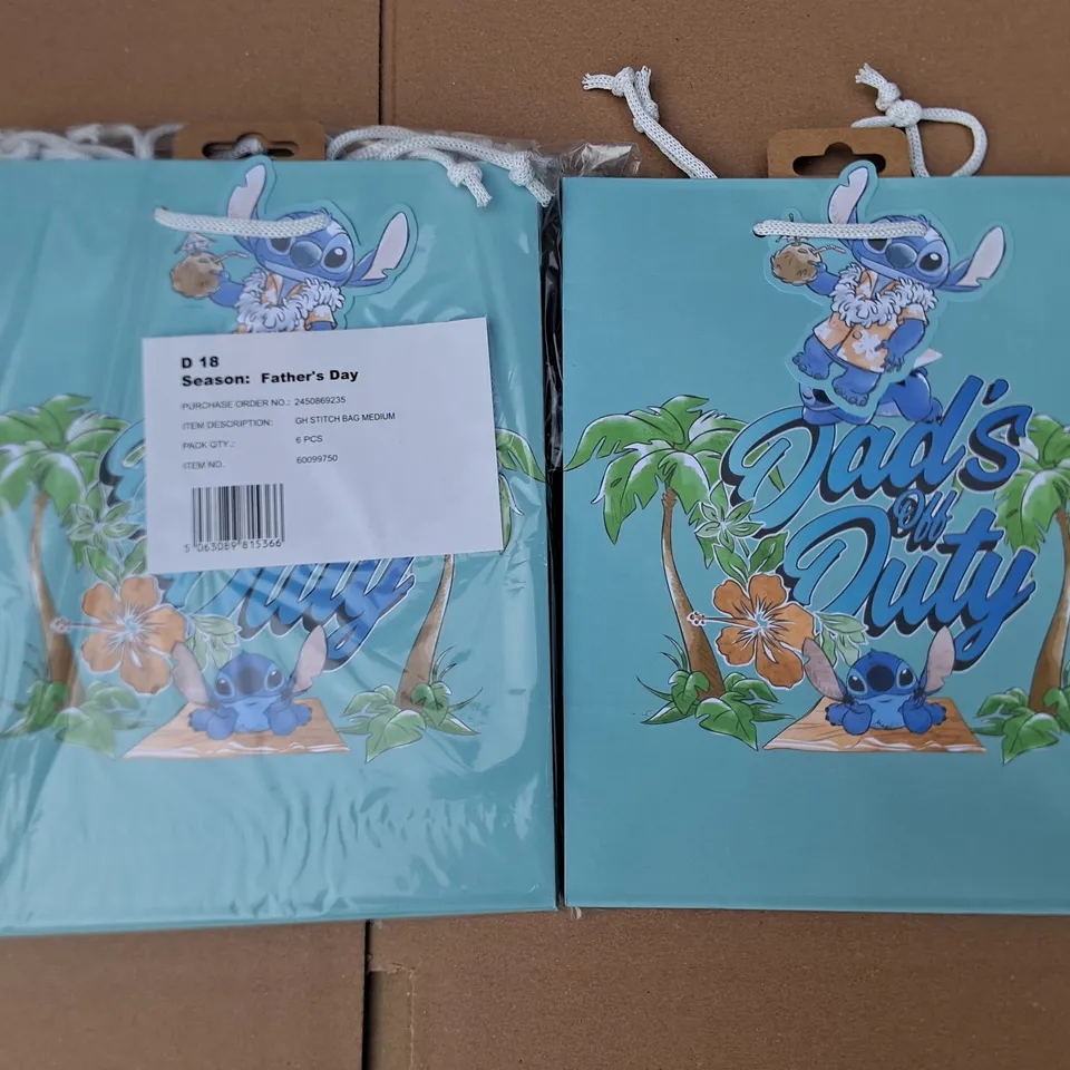 LOT OF APPROXIMATELY 144 BRAND NEW STITCH THEMED MEDIUM GIFT BAGS 