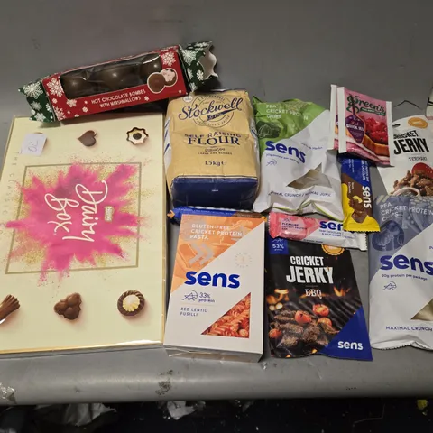 BOX OF ASSORTED FOOD PRODUCTS - INCLUDING NESTLE DAIRY BOX, HOT CHOC BOMBS, AND FLOUR ETC. 