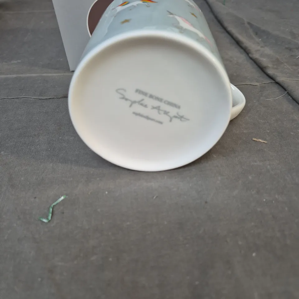 SOPHIE ALLPORT UNICORNS FINE BONE CHINA MUG – PASTEL BLUE