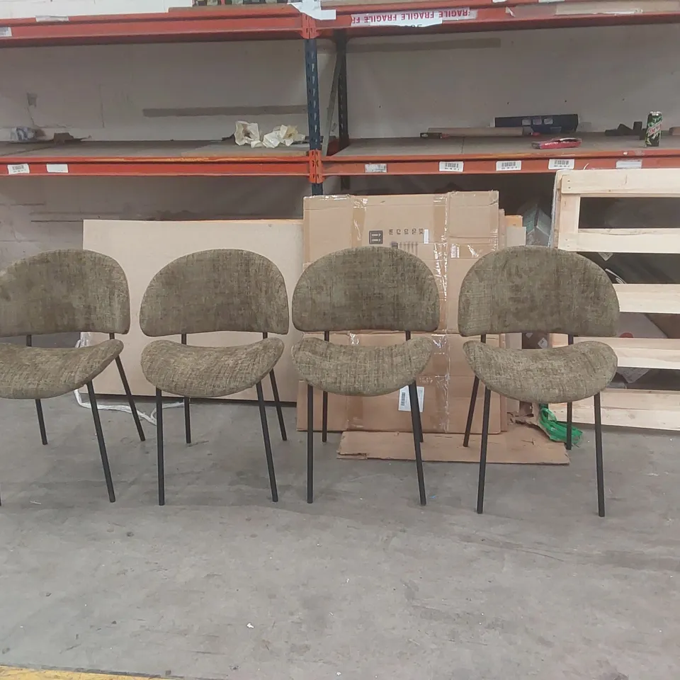 WEXLEY SET OF 4 VELVET DINING CHAIRS  UPHOLSTERY COLOUR: OLIVE GREEN