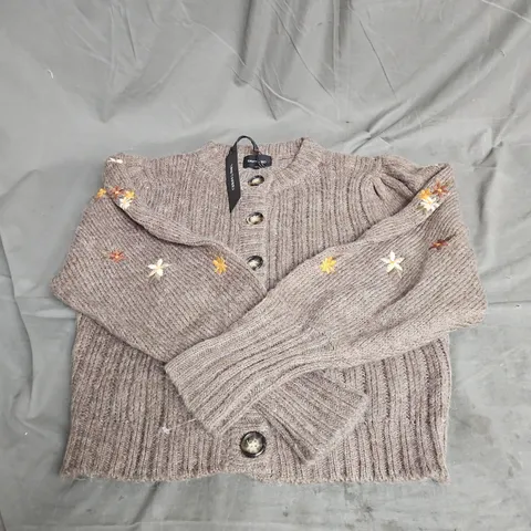 DRIFTWOOD KNIT CARDIGAN IN BROWN FLORAL SIZE XS