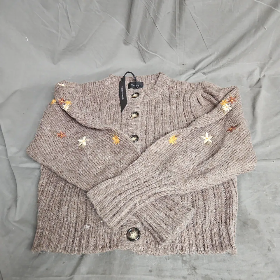 DRIFTWOOD KNIT CARDIGAN IN BROWN FLORAL SIZE XS