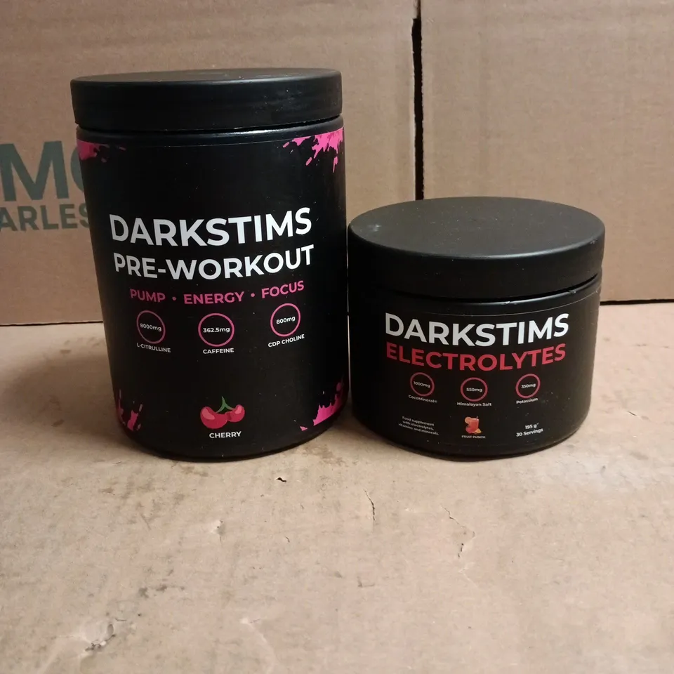 2 X DARKSTIMS ITEMS: PRE WORKOUT CHERRY + ELECTROLYTES 