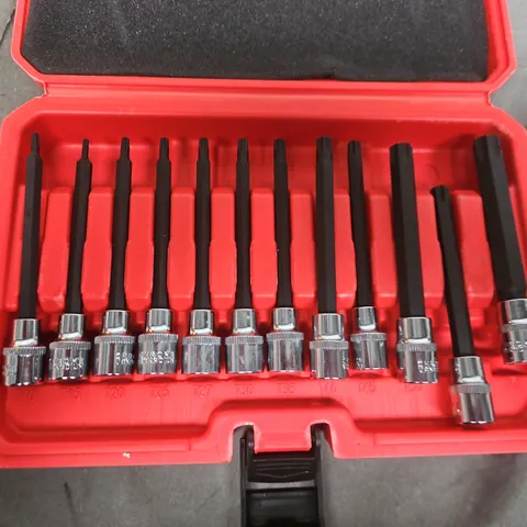 Red 24-piece screwdriver bit set in case