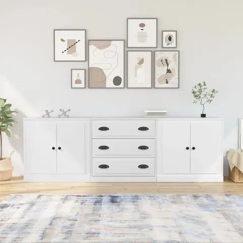 BOXED KERIO SIDEBOARDS 3 PCS ENGINEERED WOOD - WHITE (3 BOXES)
