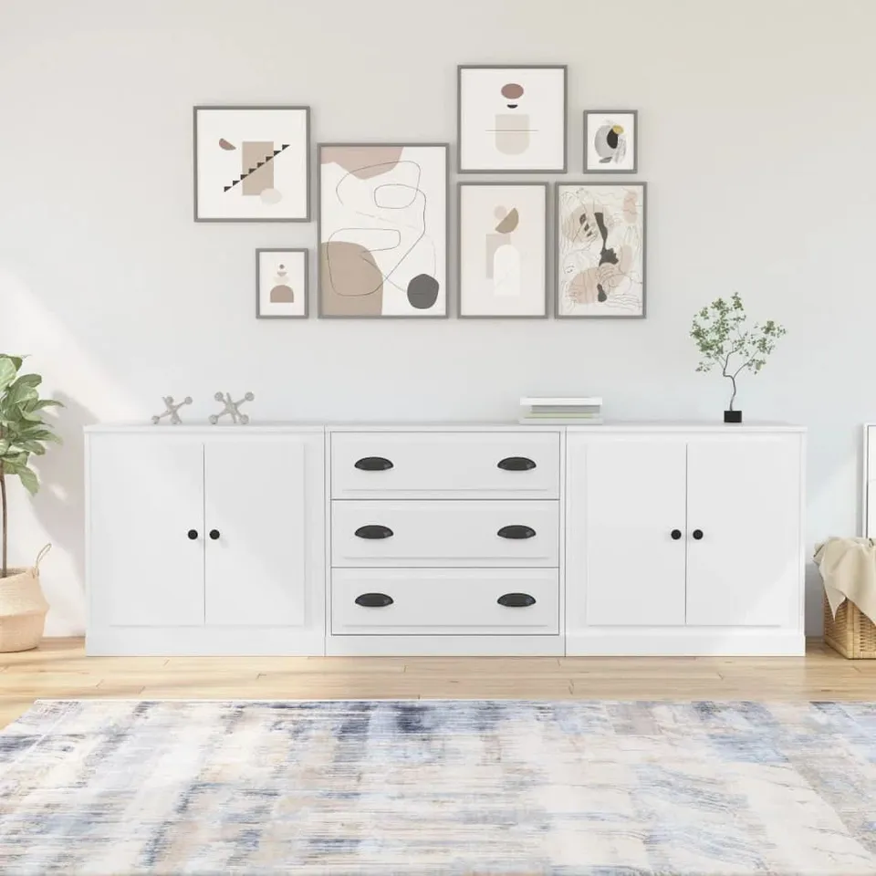 BOXED KERIO SIDEBOARDS 3 PCS ENGINEERED WOOD - WHITE (3 BOXES)