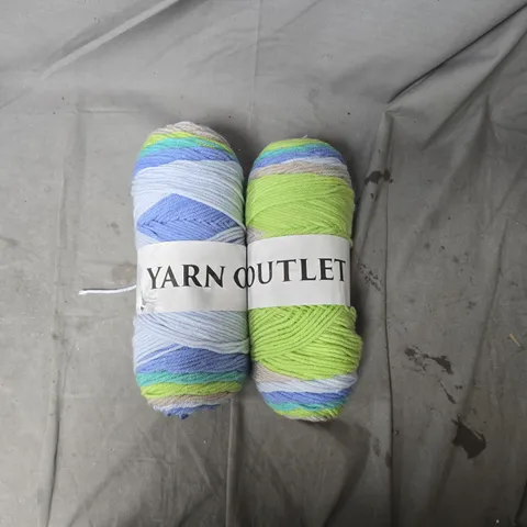 Yarn Outlet variegated yarn skeins (2 × skeins) – blue and lime