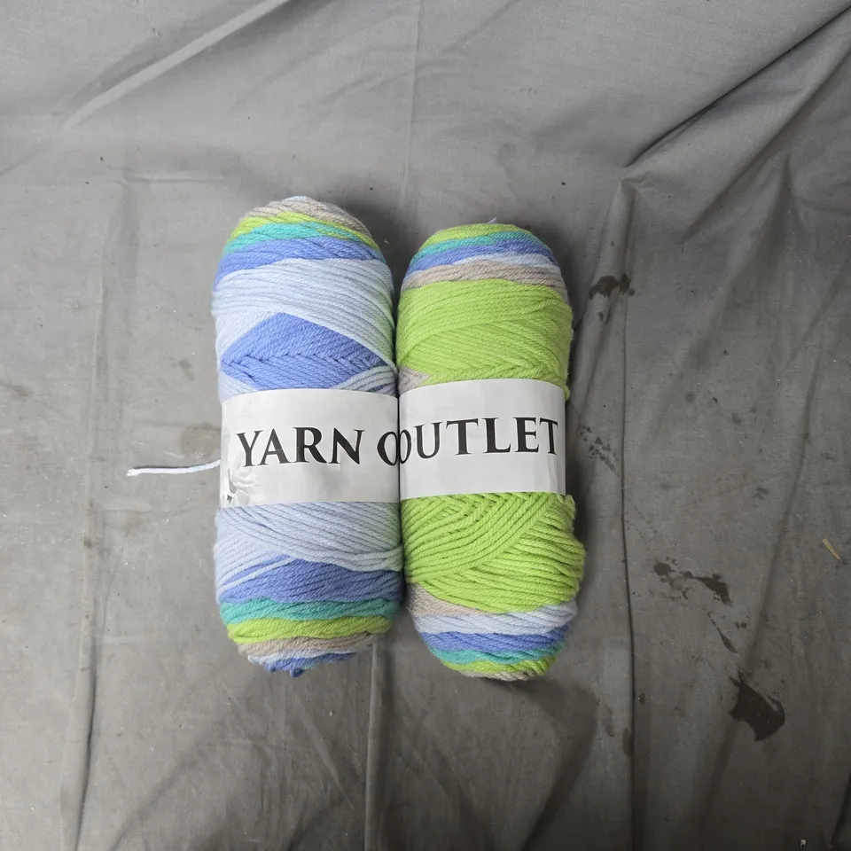 Yarn Outlet variegated yarn skeins (2 × skeins) – blue and lime