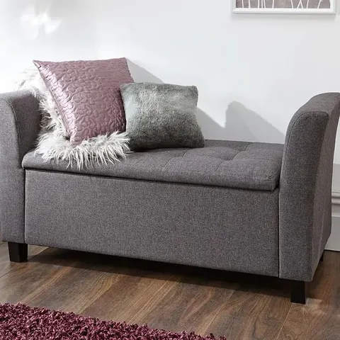 BOXED GFW VERONA CHARCOAL GREY UPHOLSTERED WINDOW SEAT (1 BOX)