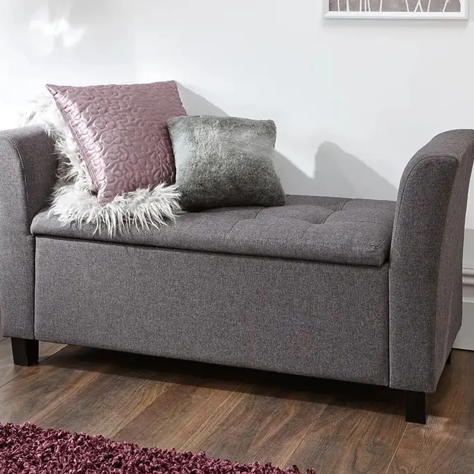 BOXED GFW VERONA CHARCOAL GREY UPHOLSTERED WINDOW SEAT (1 BOX)